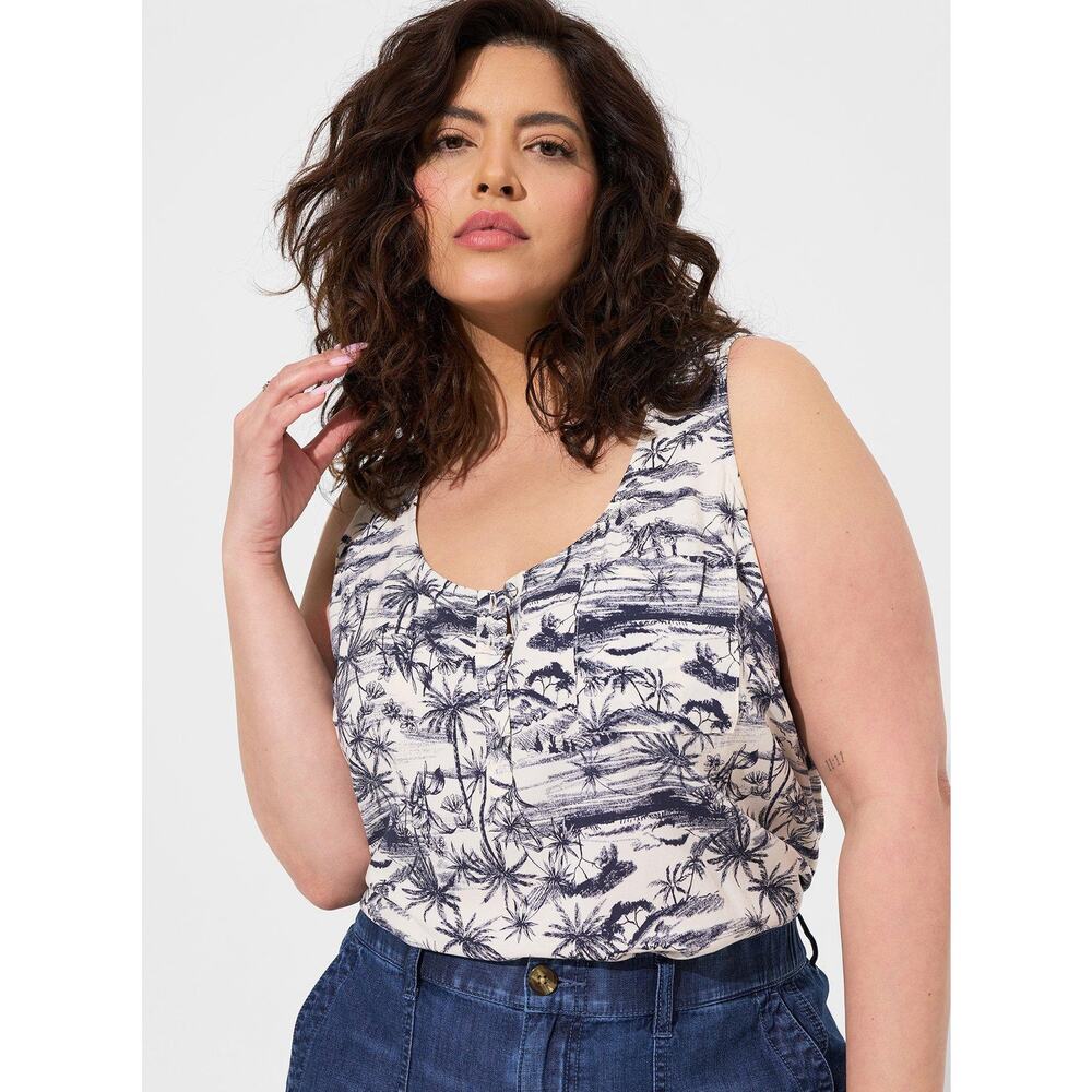 Torrid 1x 1 14-16 Challis Henley Pocket Sleeveless Tank